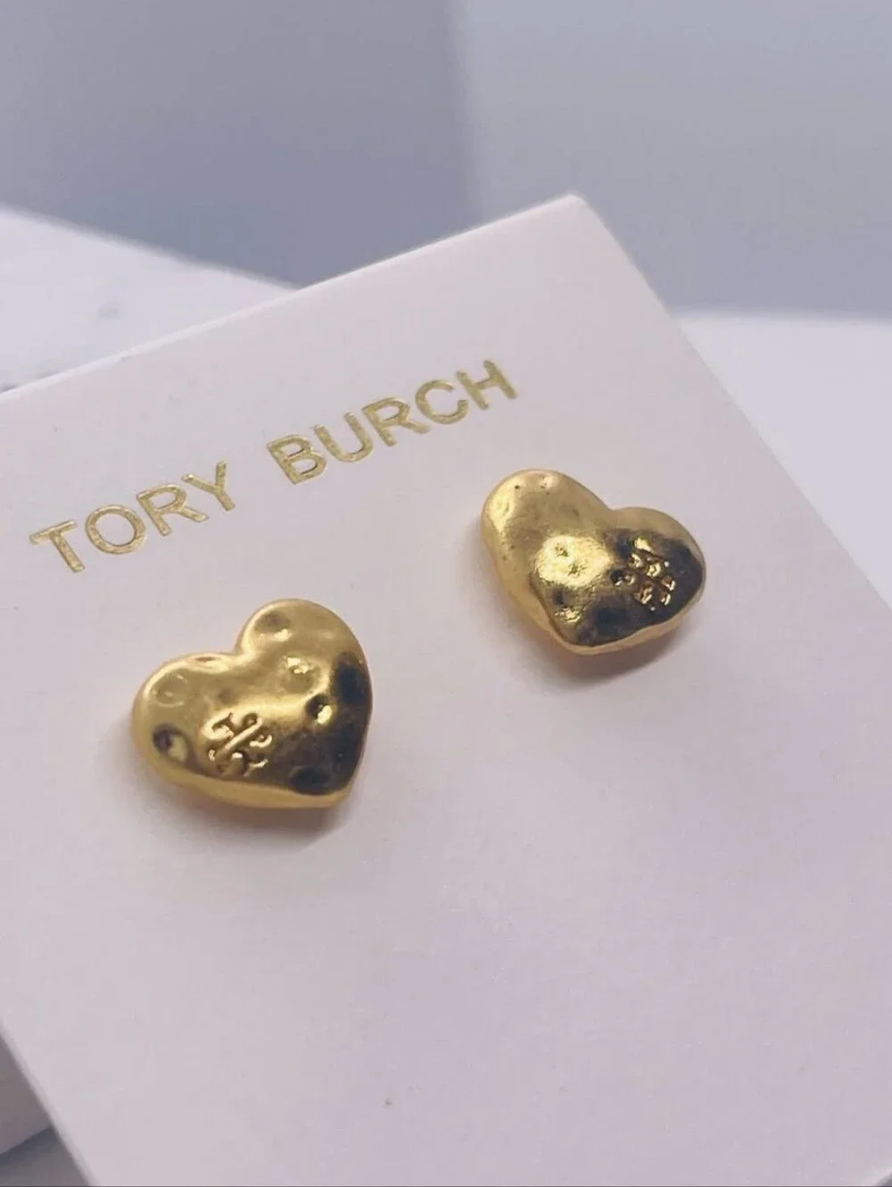 Tory Burch Gold Heart Stud Earrings